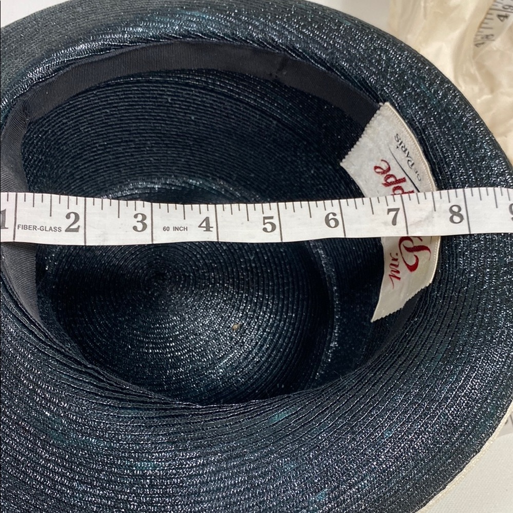 Elegant Vintage Black Hat by Mr. Philippe of France, with Feather Detail - Picture 7 of 8